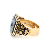 Victorian Enamel And Hardstone Shield Ring-Charlotte Sayers Antique Jewellery