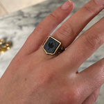 Victorian Enamel And Hardstone Shield Ring-Charlotte Sayers Antique Jewellery