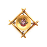 Victorian Enamel Cherub Brooch-Charlotte Sayers Antique Jewellery