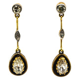 Victorian Enamel Diamond Drop Earrings-Charlotte Sayers Antique Jewellery