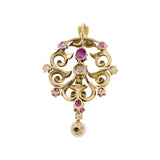 Victorian Enamel Diamond Ruby and Pearl Pendant-Charlotte Sayers Antique Jewellery