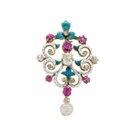 Victorian Enamel Diamond Ruby and Pearl Pendant-Charlotte Sayers Antique Jewellery
