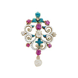 Victorian Enamel Diamond Ruby and Pearl Pendant-Charlotte Sayers Antique Jewellery