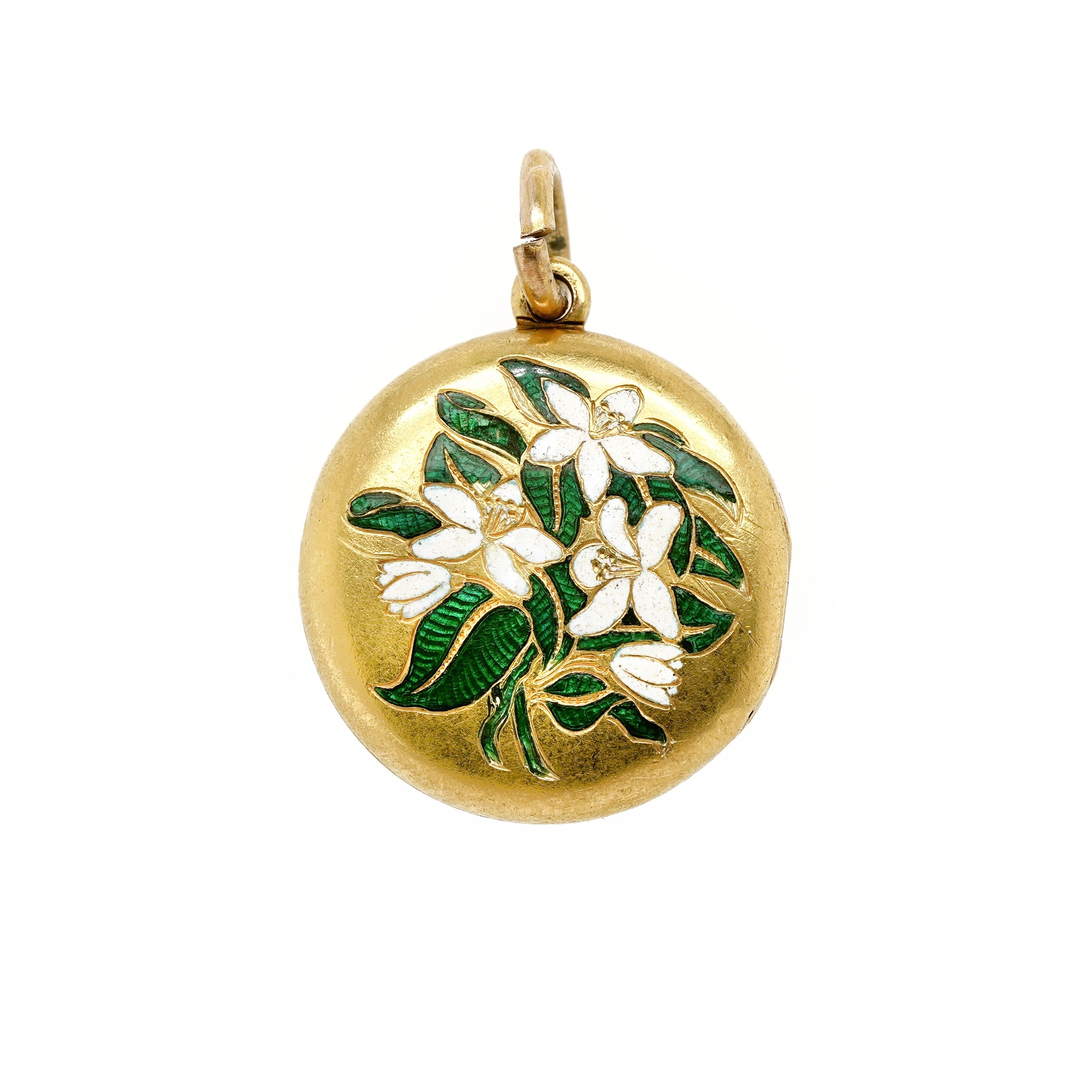 Victorian Enamel Flower Locket-Charlotte Sayers Antique Jewellery