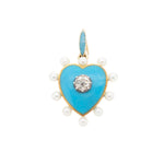 Victorian Enamel Pearl and Diamond Heart Pendant-Charlotte Sayers Antique Jewellery
