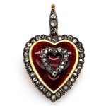 Victorian Enamel and Diamond Heart Pendant-Charlotte Sayers Antique Jewellery