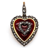 Victorian Enamel and Diamond Heart Pendant-Charlotte Sayers Antique Jewellery