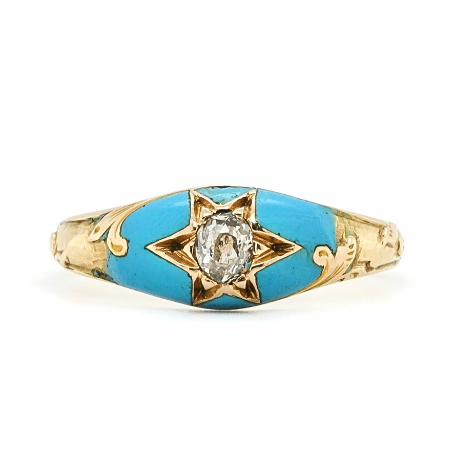 Victorian Enamel and Diamond Ring-Charlotte Sayers Antique Jewellery