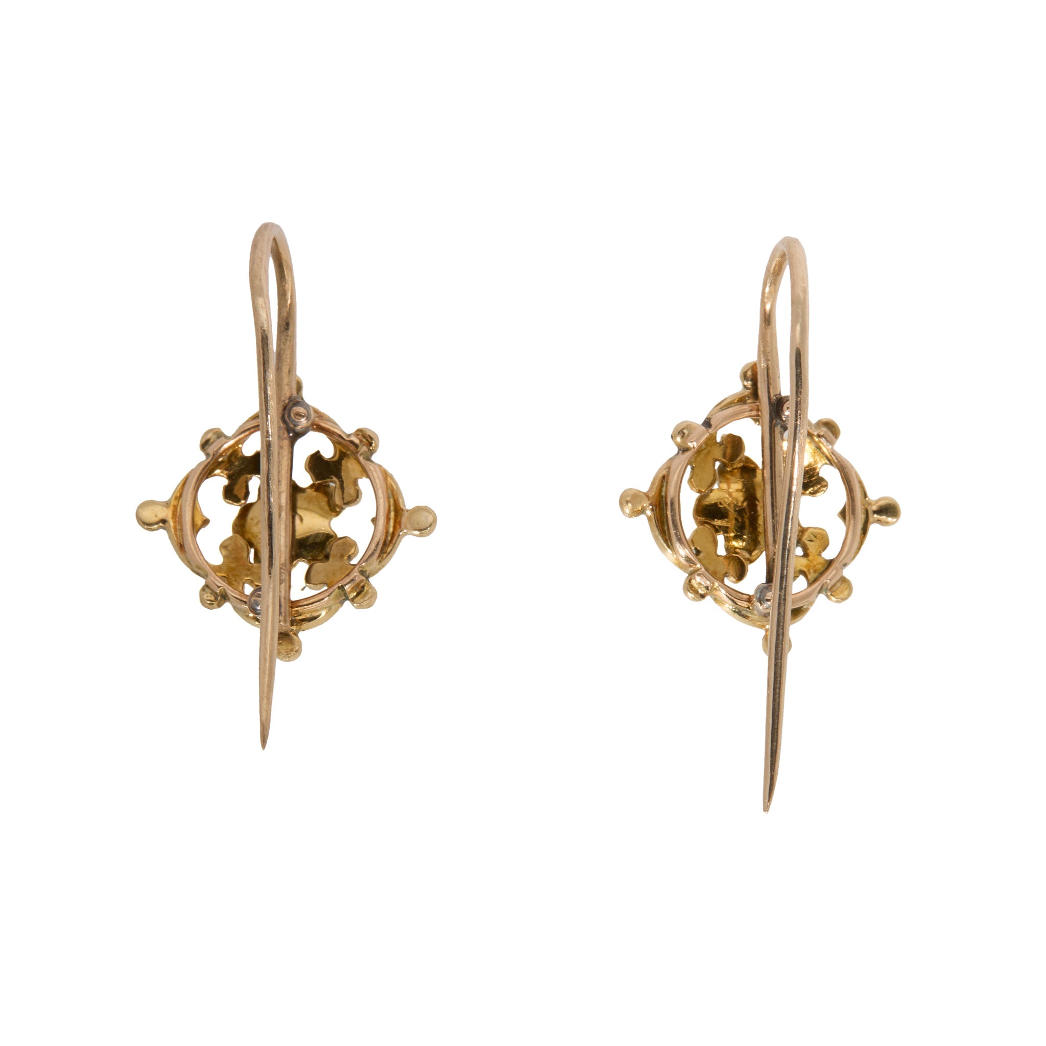 Victorian Enamel and Pearl Earrings-Charlotte Sayers Antique Jewellery