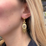 Victorian Enamel and Pearl Tassel Earrings-Charlotte Sayers Antique Jewellery