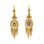 Victorian Enamel and Pearl Tassel Earrings-Charlotte Sayers Antique Jewellery