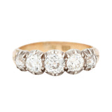 Victorian Era Five Stone Old Mine Cut Diamond Ring-Charlotte Sayers Antique Jewellery