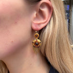 Victorian Etruscan Revival Garnet Tassel Earrings-Charlotte Sayers Antique Jewellery