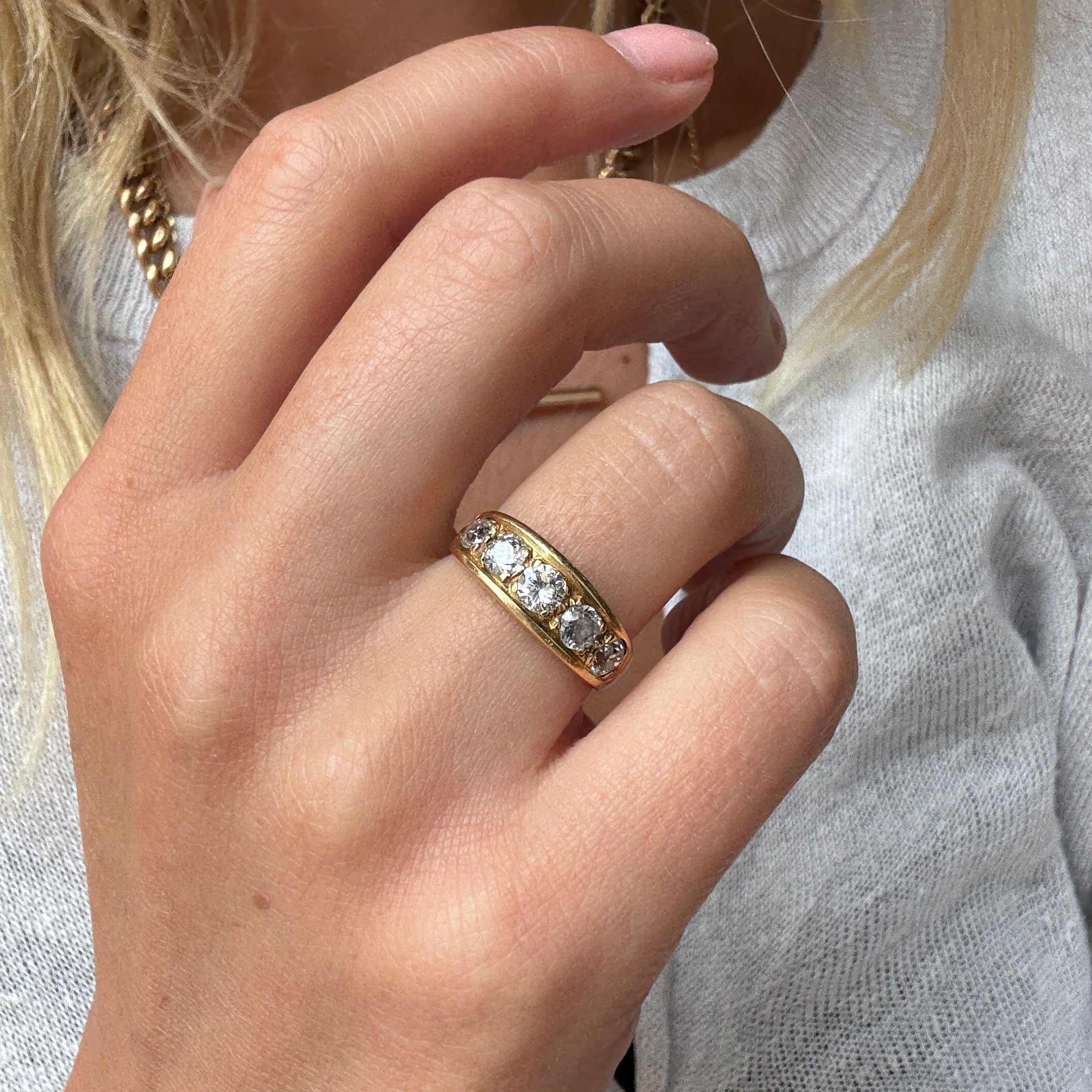 Victorian Five Stone Diamond and Gold Ring-Charlotte Sayers Antique Jewellery