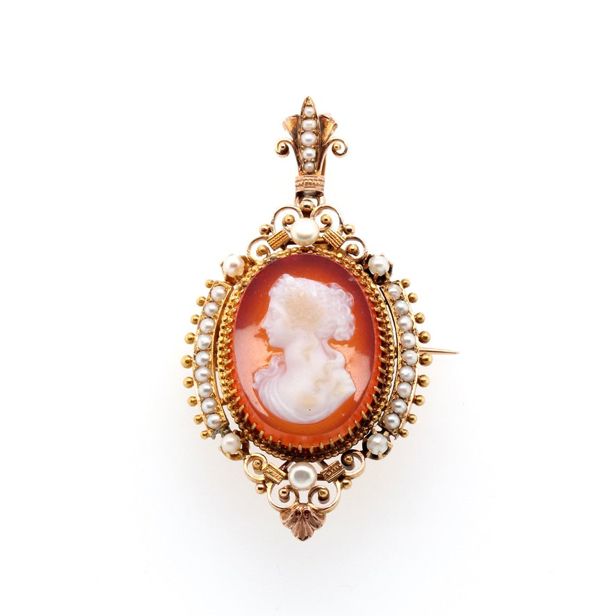 Victorian French Hardstone Cameo Pendant-Charlotte Sayers Antique Jewellery