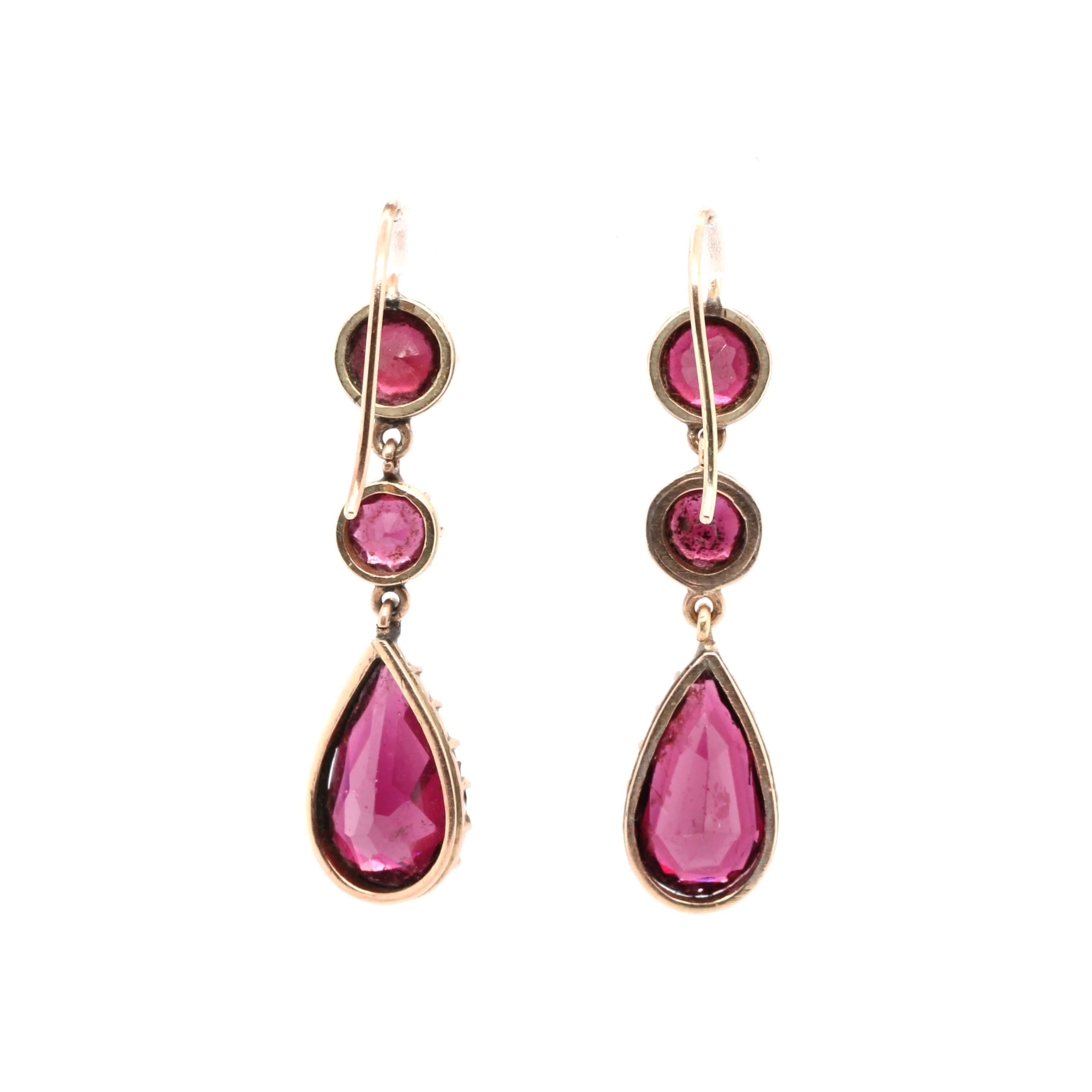 Victorian Garnet Earrings-Charlotte Sayers Antique Jewellery