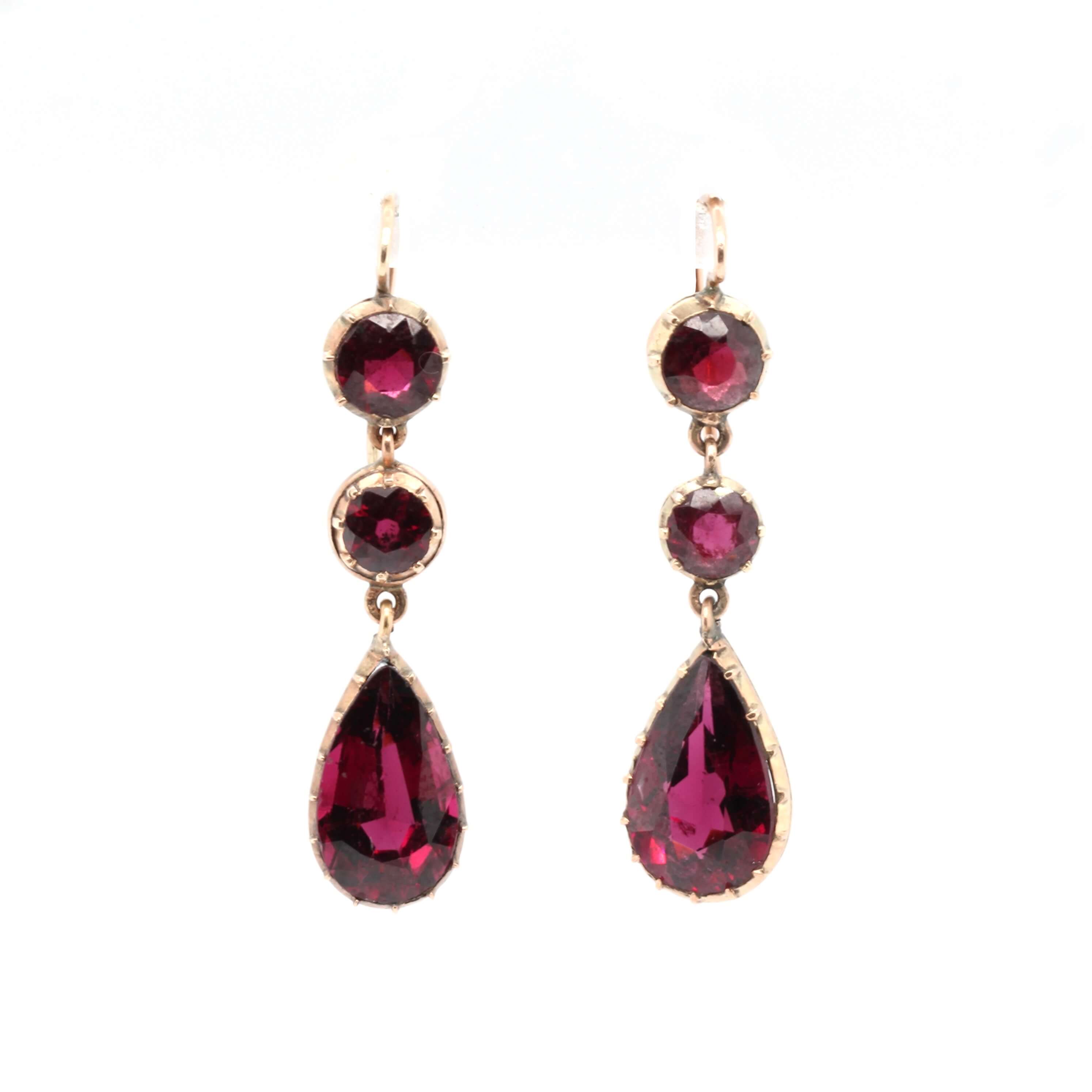 Victorian Garnet Earrings-Charlotte Sayers Antique Jewellery