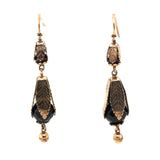 Victorian Garnet Leaf Earrings-Charlotte Sayers Antique Jewellery