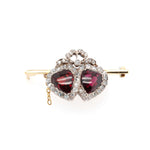 Victorian Garnet and Diamond Double Heart Bow Brooch-Charlotte Sayers Antique Jewellery