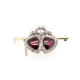Victorian Garnet and Diamond Double Heart Bow Brooch-Charlotte Sayers Antique Jewellery