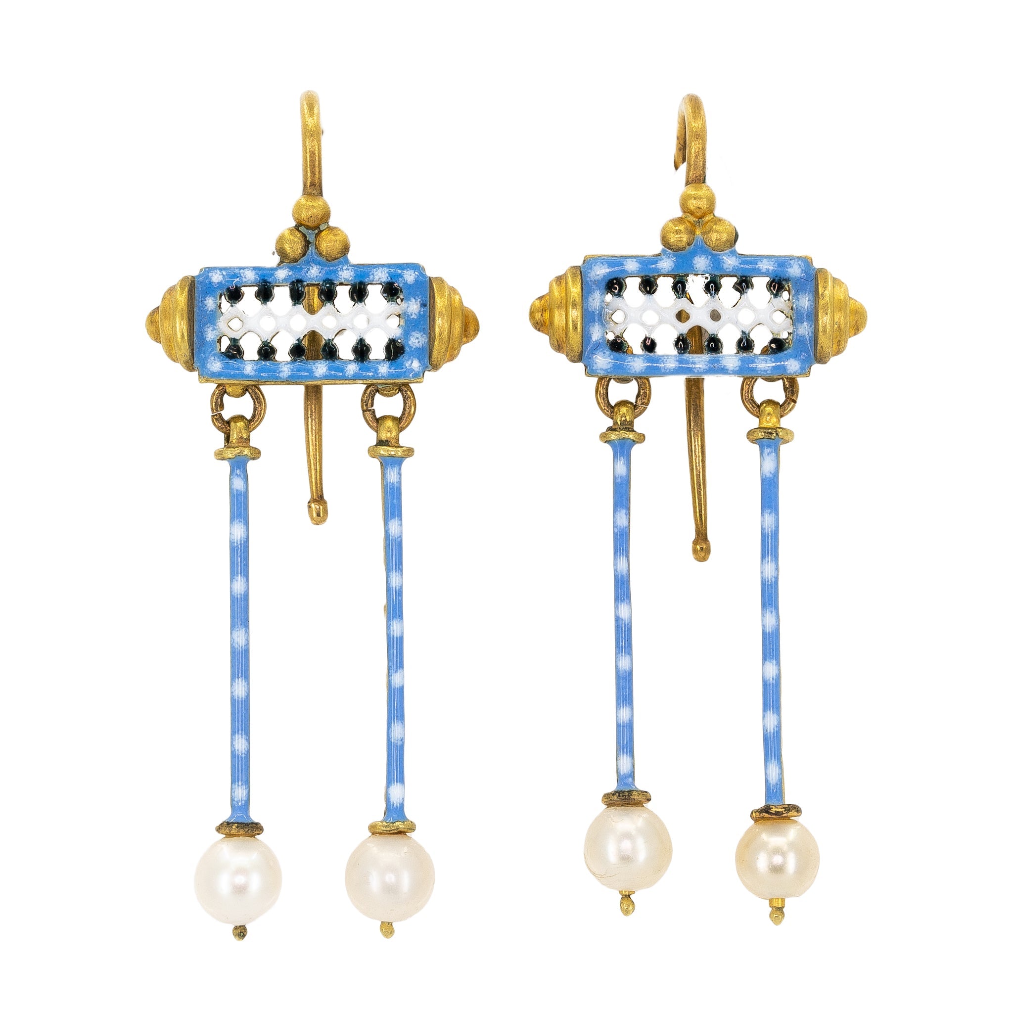 Victorian Giuliano Drop Earrings-Charlotte Sayers Antique Jewellery