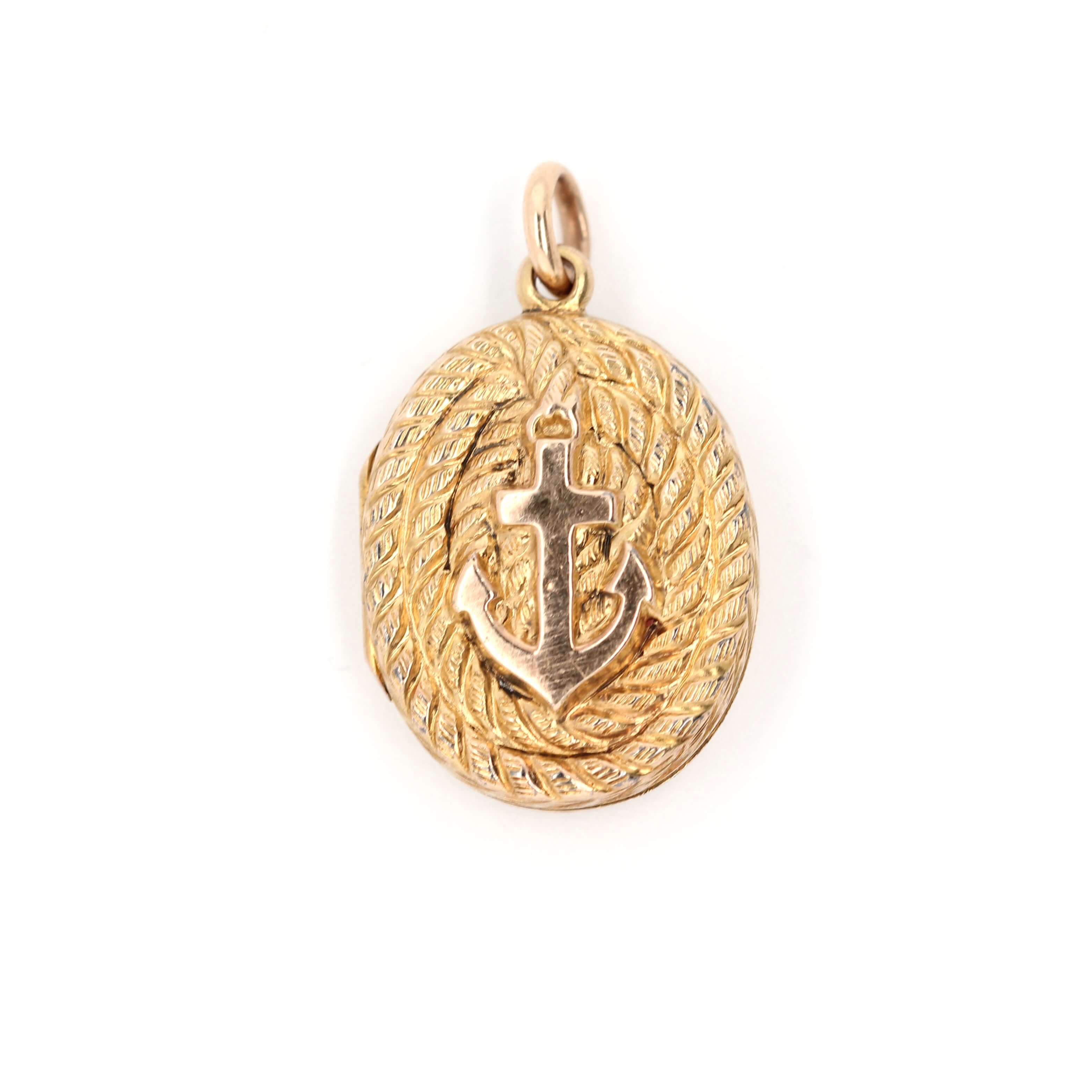 Victorian Gold Anchor Locket-Charlotte Sayers Antique Jewellery