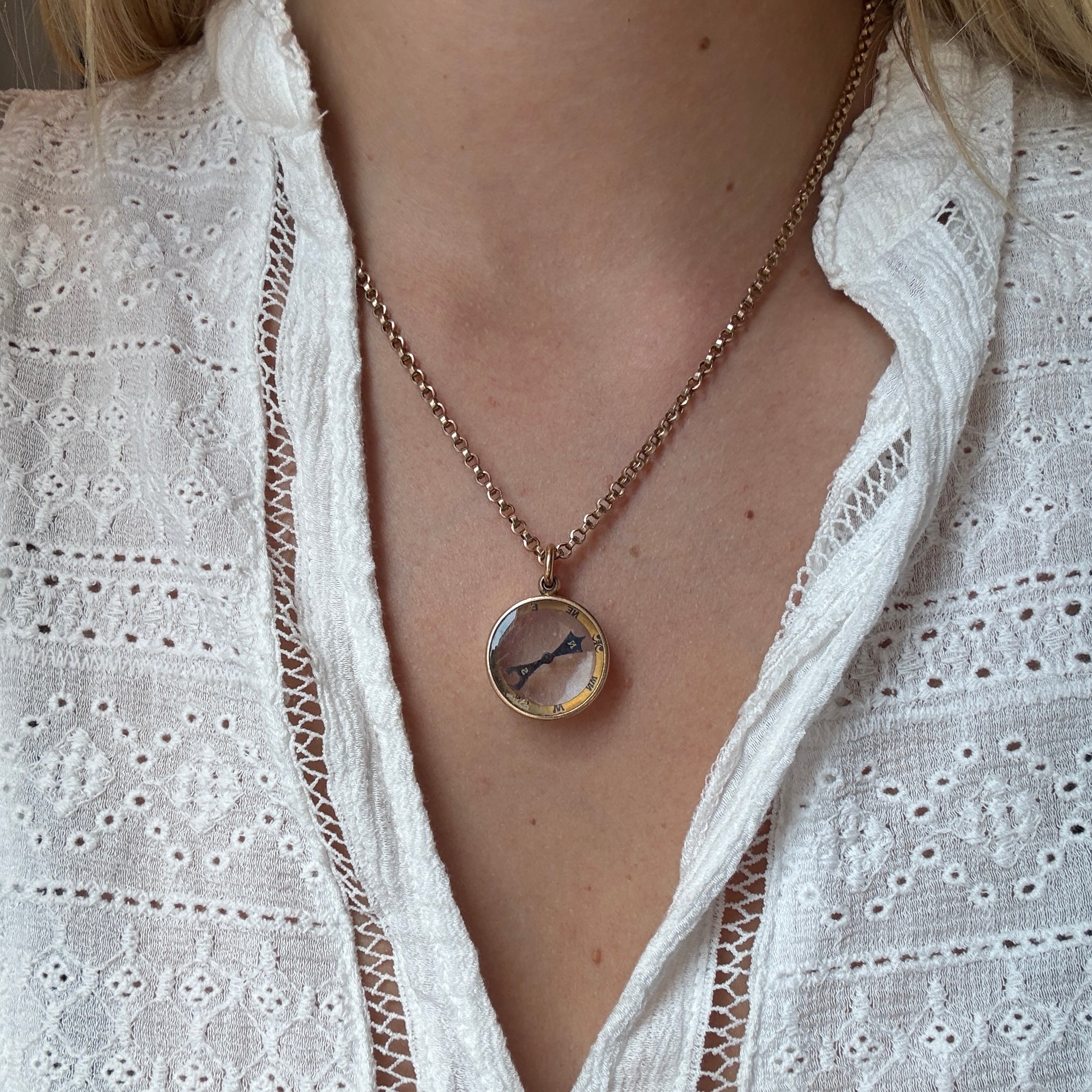 Victorian Gold Compass Pendant-Charlotte Sayers Antique Jewellery