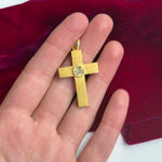 Victorian Gold Cross with a Diamond Flower-Charlotte Sayers Antique Jewellery