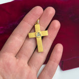 Victorian Gold Cross with a Diamond Flower-Charlotte Sayers Antique Jewellery
