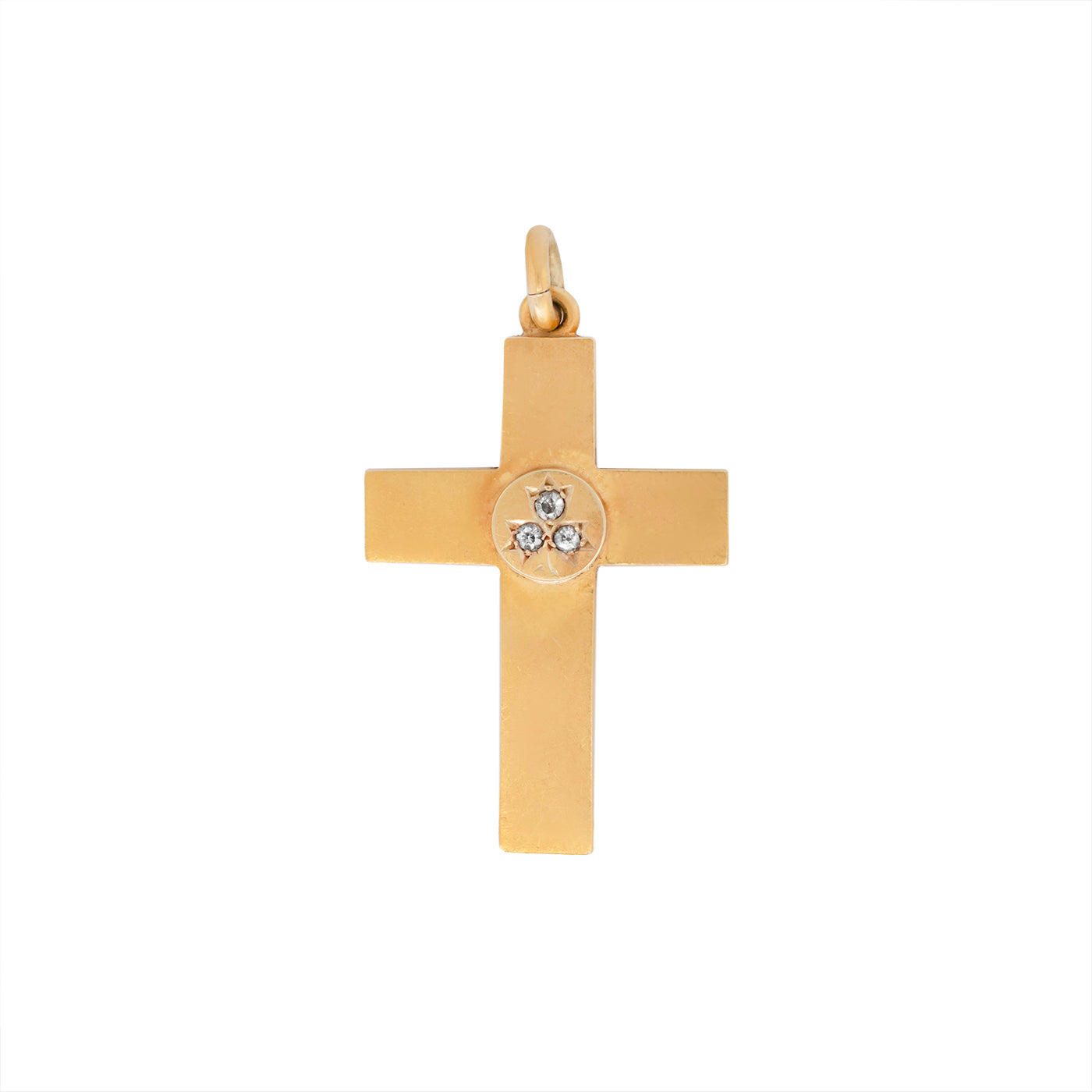 Victorian Gold Cross with a Diamond Flower-Charlotte Sayers Antique Jewellery