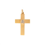 Victorian Gold Cross with a Diamond Flower-Charlotte Sayers Antique Jewellery