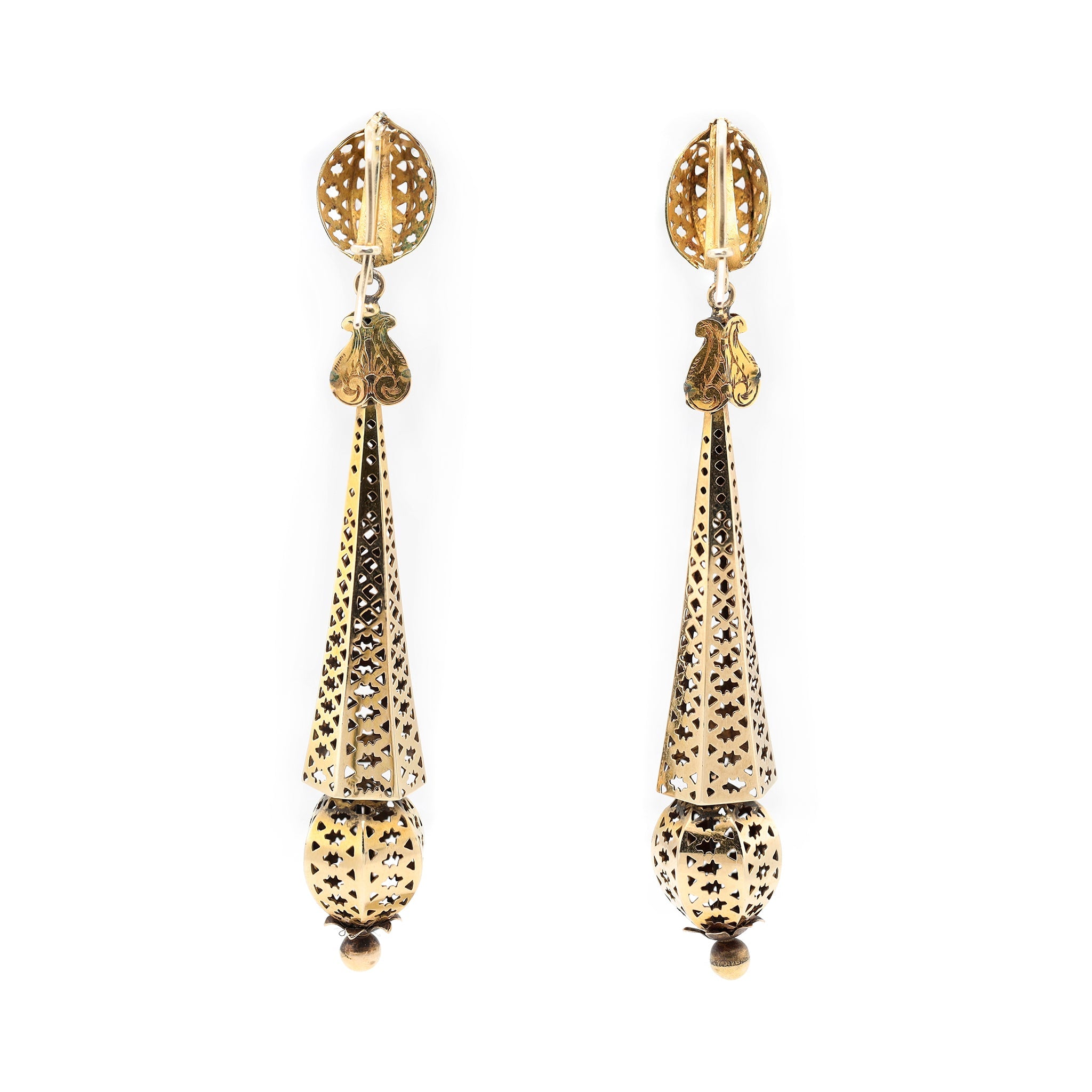 Victorian Gold Drop Earrings-Charlotte Sayers Antique Jewellery