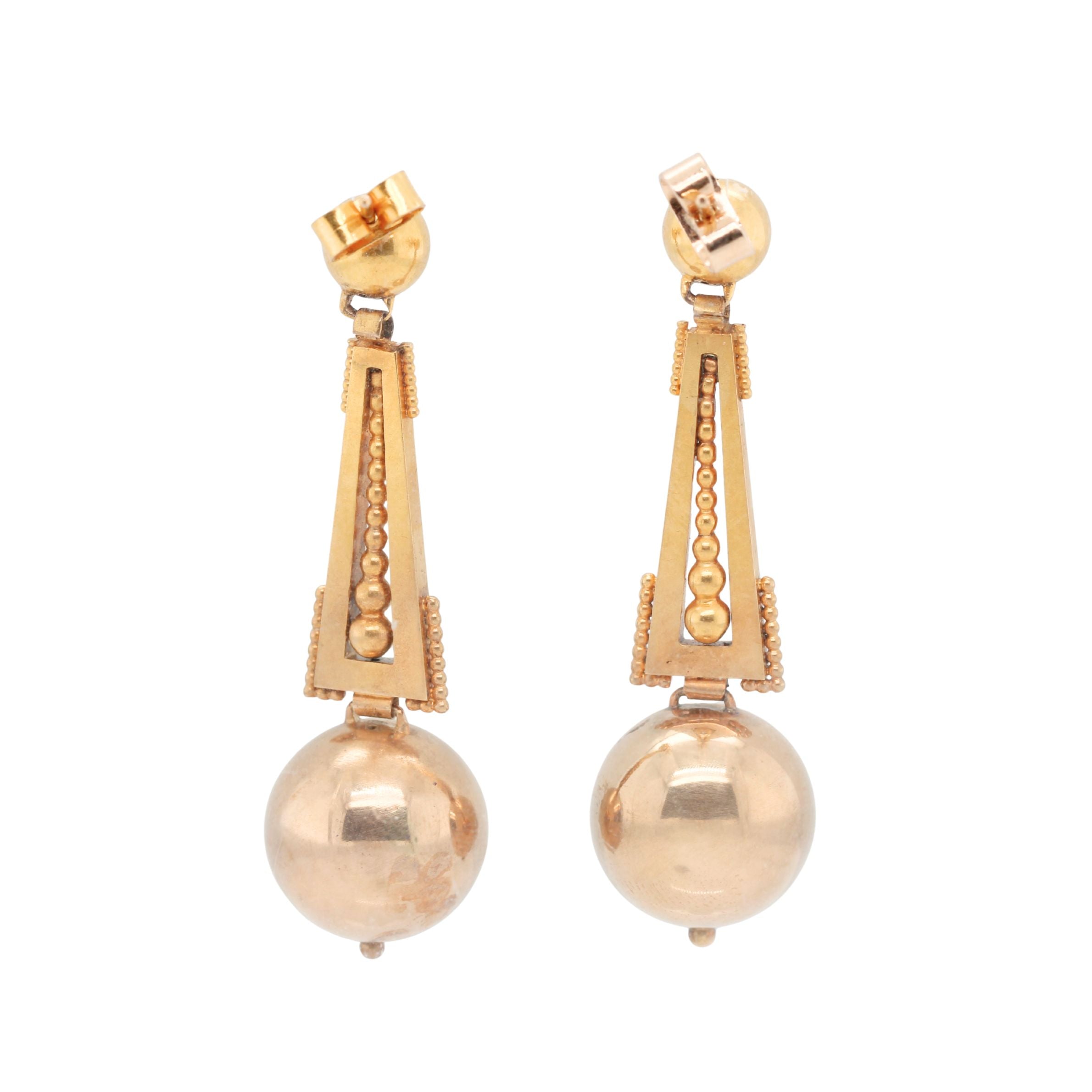 Victorian Gold Drop Earrings-Charlotte Sayers Antique Jewellery