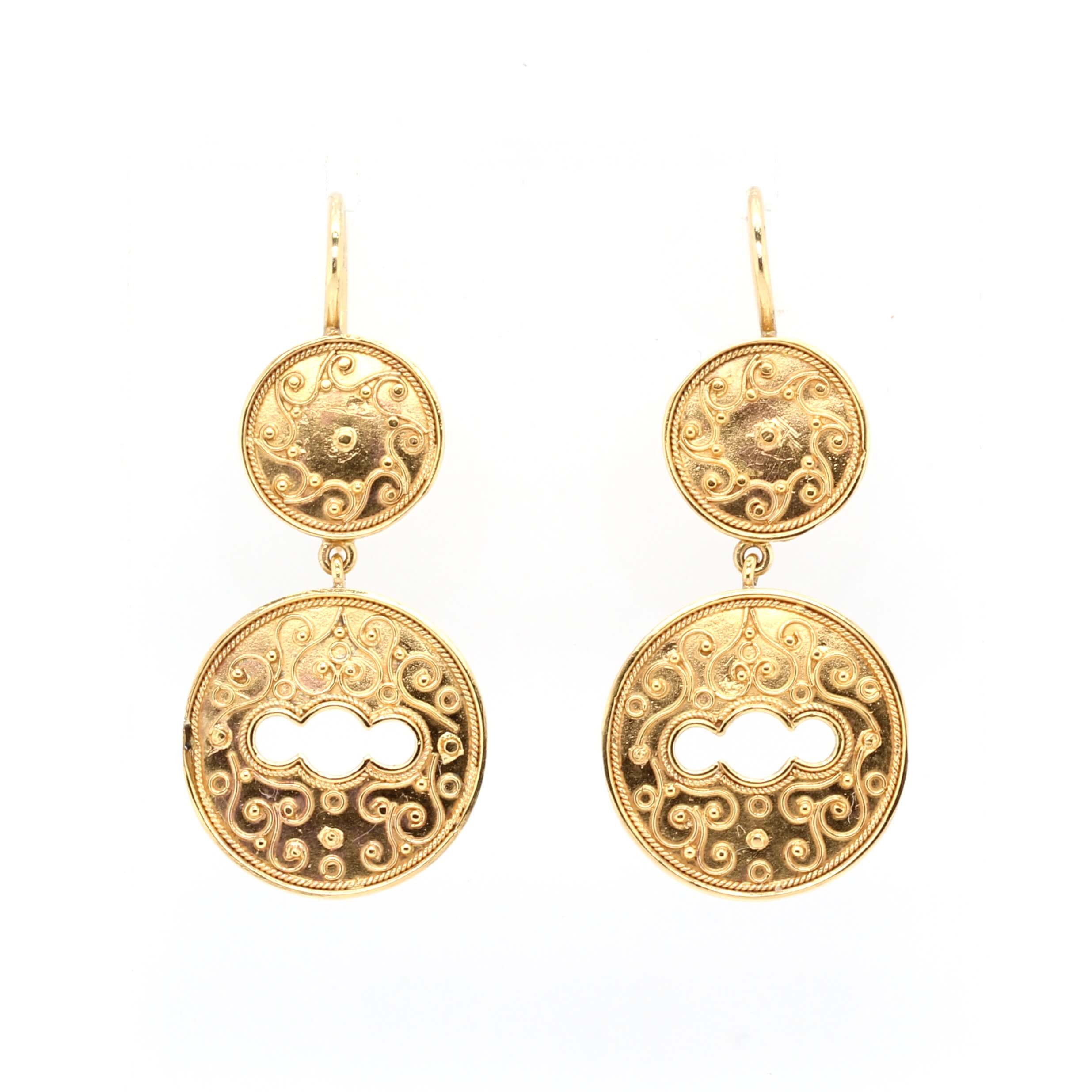 Victorian Gold Drop Earrings-Charlotte Sayers Antique Jewellery