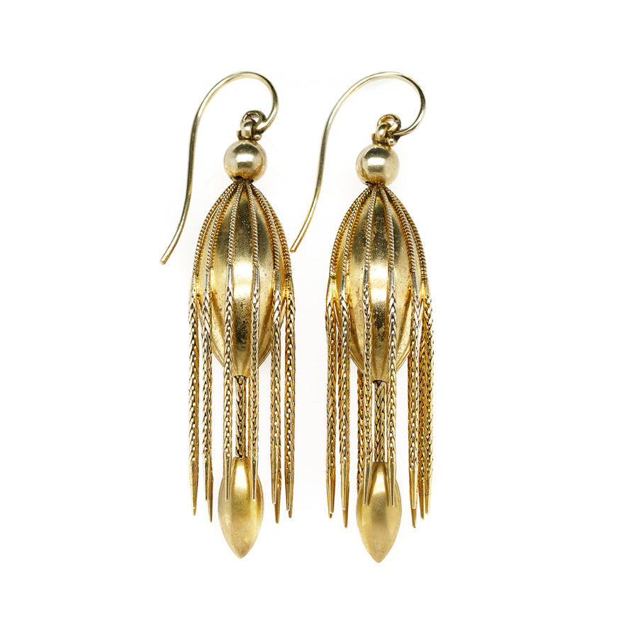 Victorian Gold Drop Earrings-Charlotte Sayers Antique Jewellery