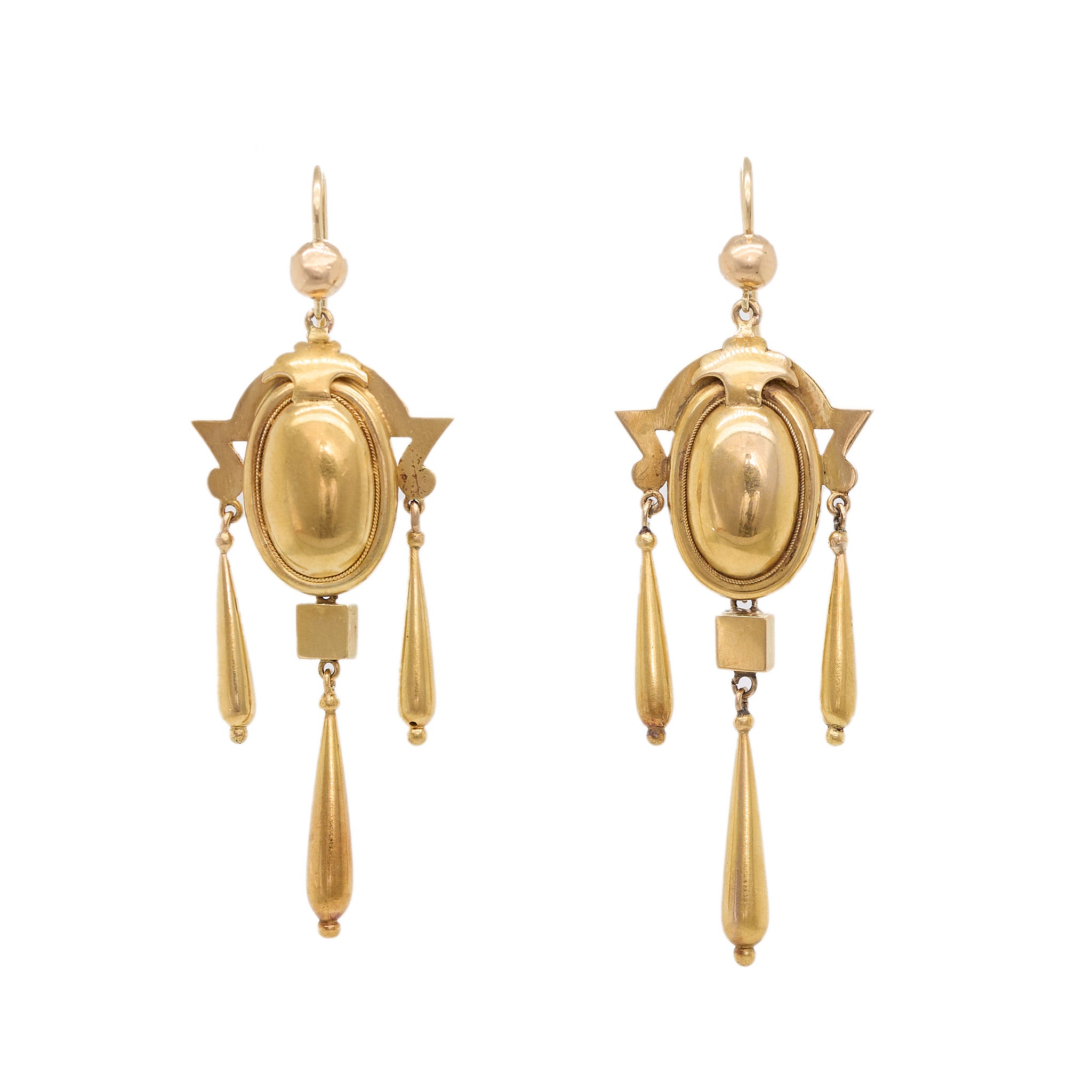 Victorian Gold Drop Earrings-Charlotte Sayers Antique Jewellery