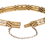 Victorian Gold Gate Bracelet with Pearls-Charlotte Sayers Antique Jewellery