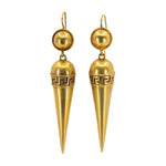 Victorian Gold Torpedo Shaped Earrings-Charlotte Sayers Antique Jewellery