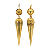 Victorian Gold Torpedo Shaped Earrings-Charlotte Sayers Antique Jewellery