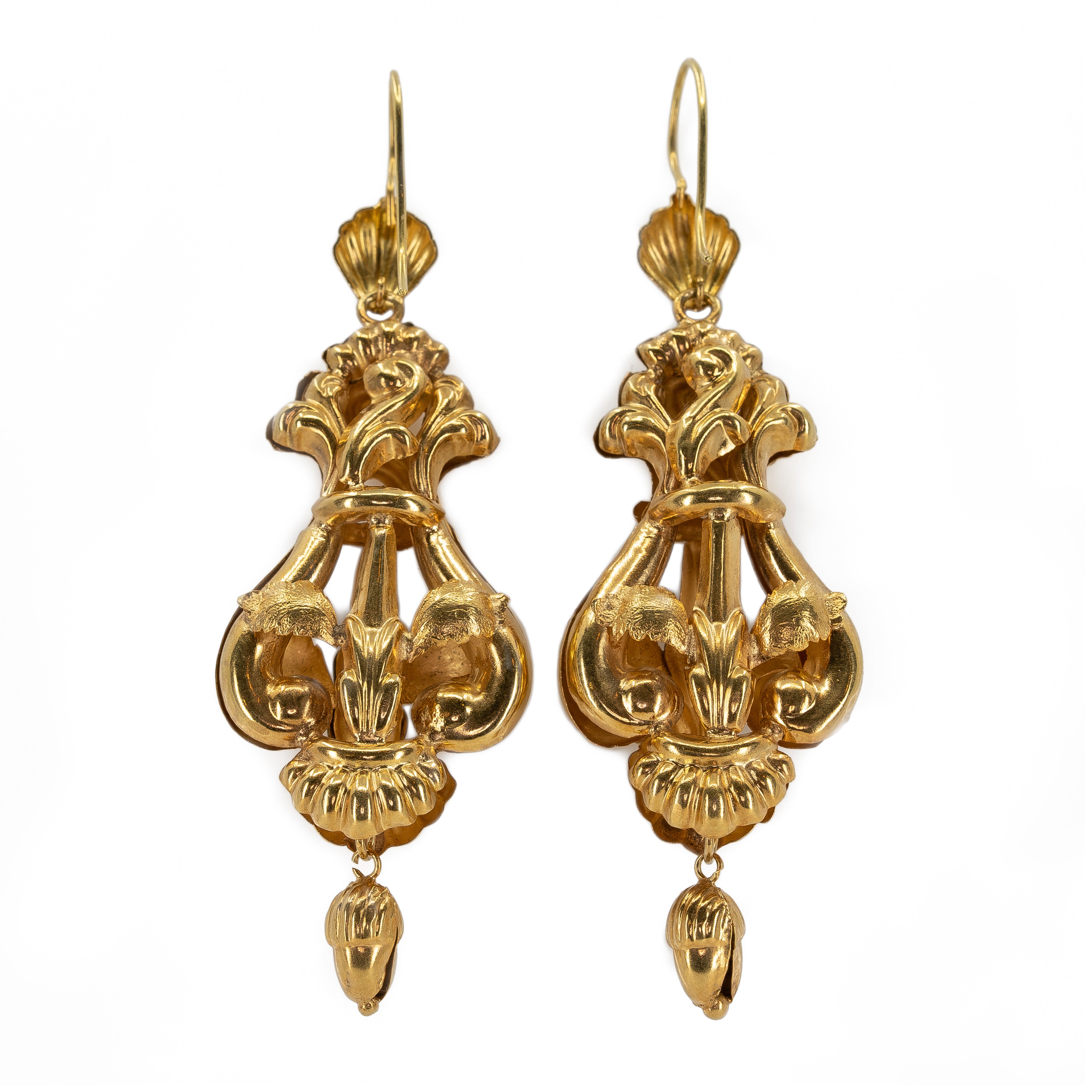 Victorian Gold and Enamel Drop Earrings-Charlotte Sayers Antique Jewellery