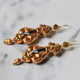 Victorian Gold and Enamel Drop Earrings-Charlotte Sayers Antique Jewellery