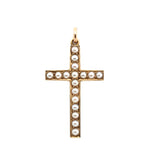 Victorian Gold and Pearl Cross-Charlotte Sayers Antique Jewellery