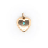 Victorian Gold and Turquoise Heart Pendant-Charlotte Sayers Antique Jewellery