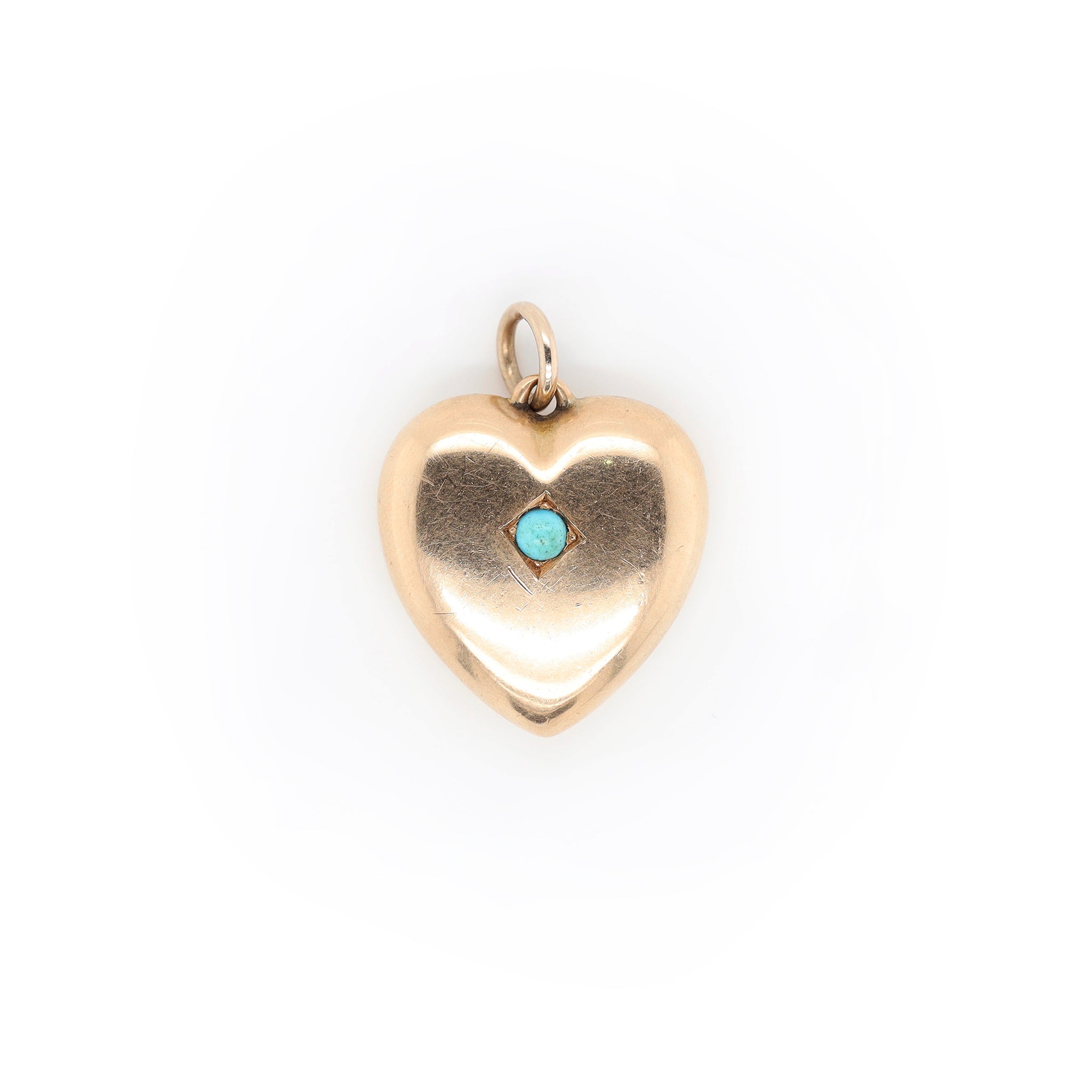 Victorian Gold and Turquoise Heart Pendant-Charlotte Sayers Antique Jewellery