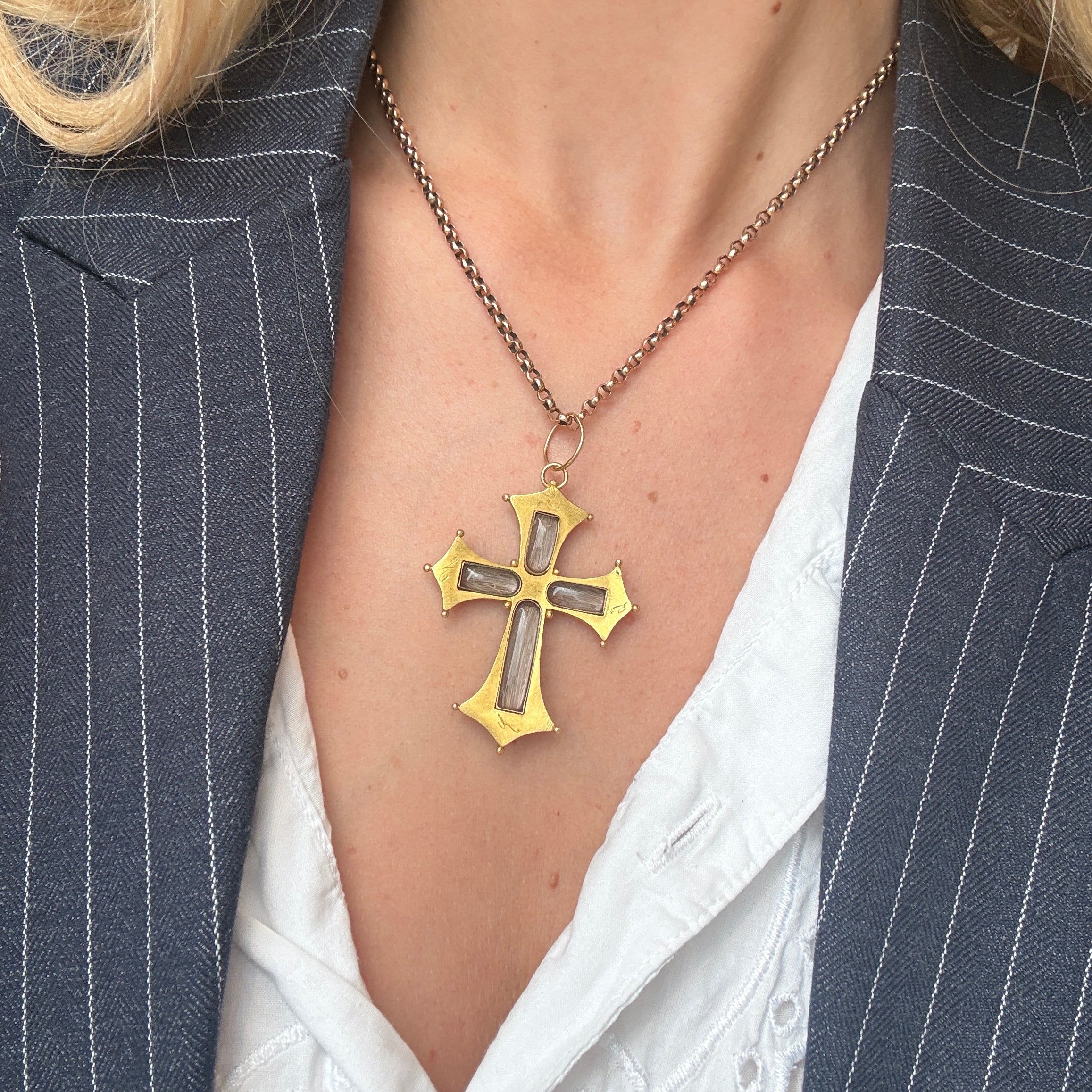 Victorian Gothic Cross Pendant-Charlotte Sayers Antique Jewellery