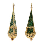 Victorian Green Enamel and Gold Earrings-Charlotte Sayers Antique Jewellery