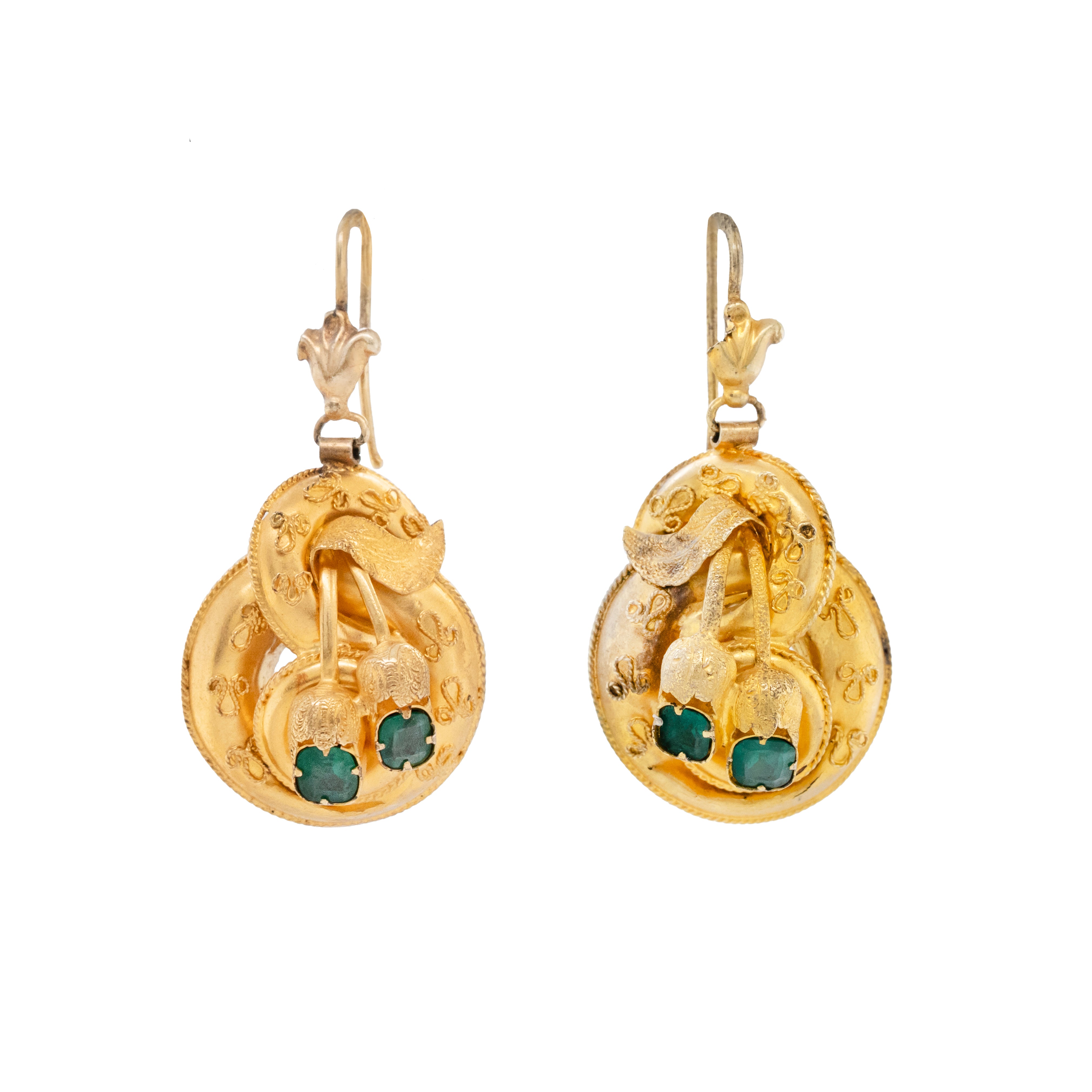 Victorian Green Paste Earrings-Charlotte Sayers Antique Jewellery