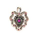 Victorian Heart Shaped Diamond and Ruby Pendant-Charlotte Sayers Antique Jewellery