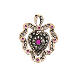 Victorian Heart Shaped Diamond and Ruby Pendant-Charlotte Sayers Antique Jewellery