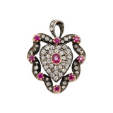 Victorian Heart Shaped Diamond and Ruby Pendant-Charlotte Sayers Antique Jewellery